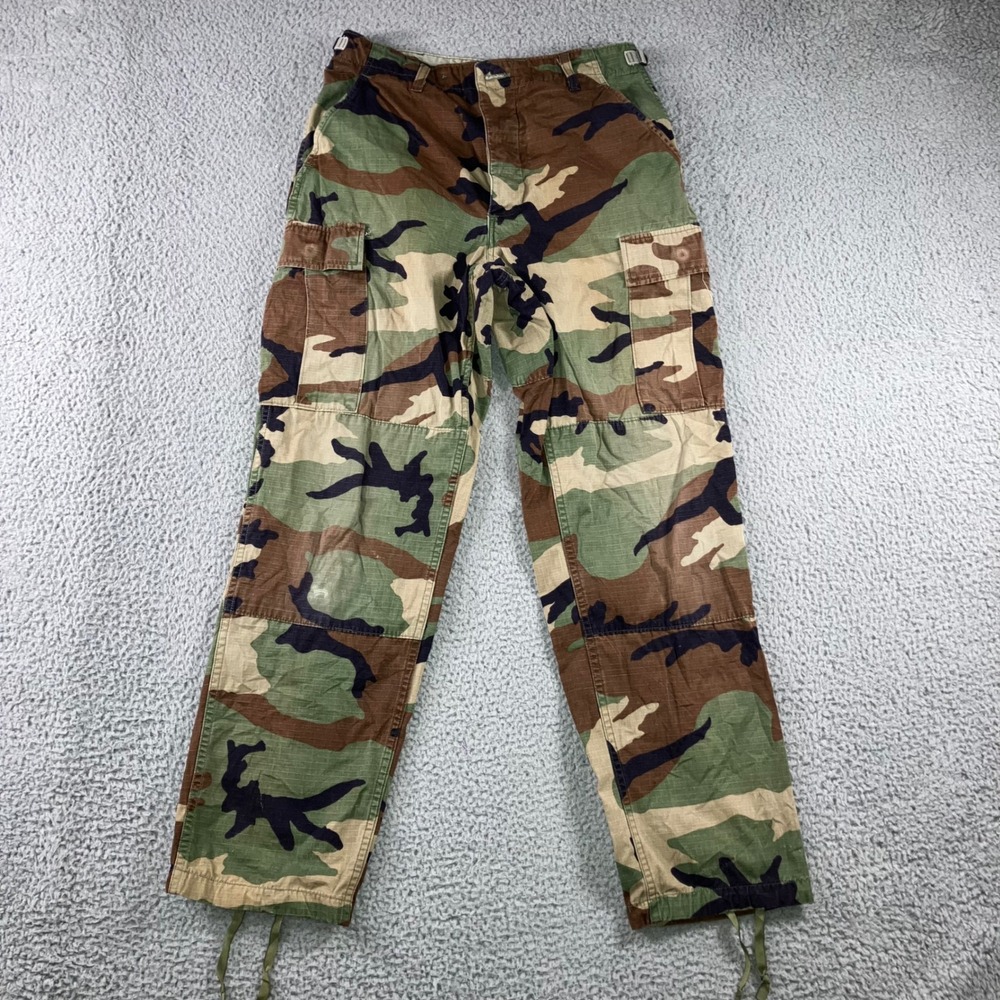 Military Cargo Pants Men Small 30x30 Ripstop Woodland Camo Grunge Gorpcore‎